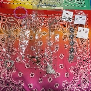 Assorted Silver and Pink Jewelry Set